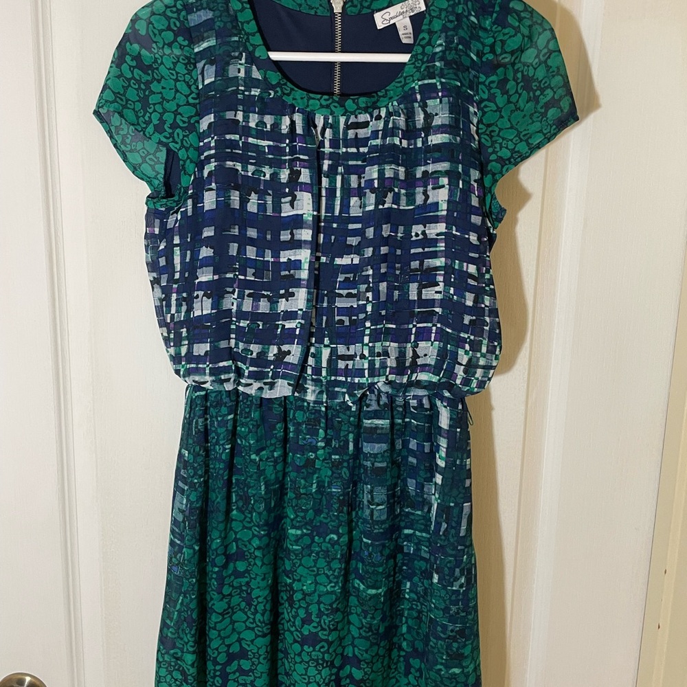 Size small green/blue dress (above knee length)